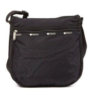 LeSportSac Black White Handbag Zipper Crossbody Bag Lightweight Nylon NEW